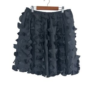 Garnet Hill Women's Skirt Black 100% Silk Petal Ruffles Lined A-Line Size 6‎